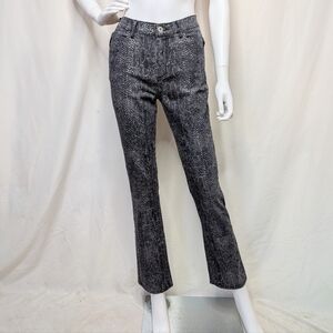 Vintage Black & Grey Snakeskin Python Print High Rise Straight Leg Pants